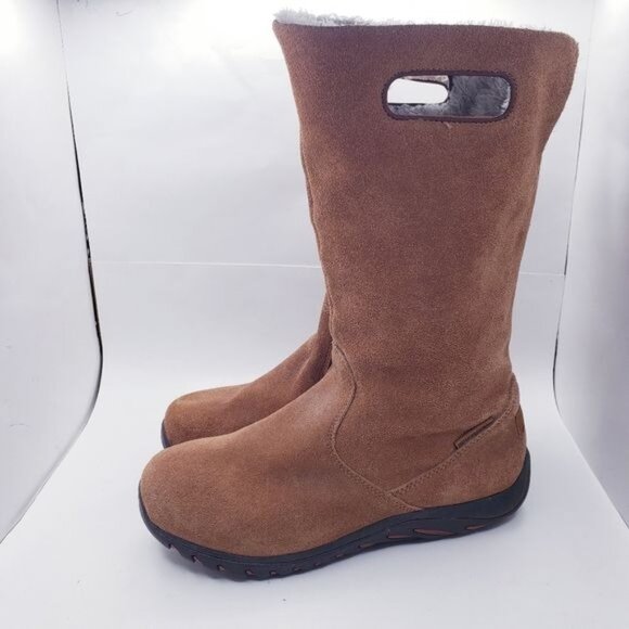 Skechers Descender Chestnut Brown Suede Leather Faux Fur Lined Boots Women's 8 - Picture 4 of 13